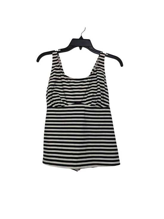 Lands' End Other - Lands End Women Black White Stripe Tankini Swim Top Size 16 Built-In Bra Support